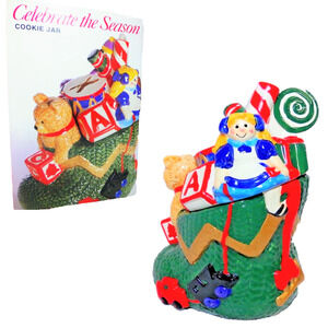 Celebrate Seasons Cookie Jar Christmas Stocking Canister Figural Container Box
